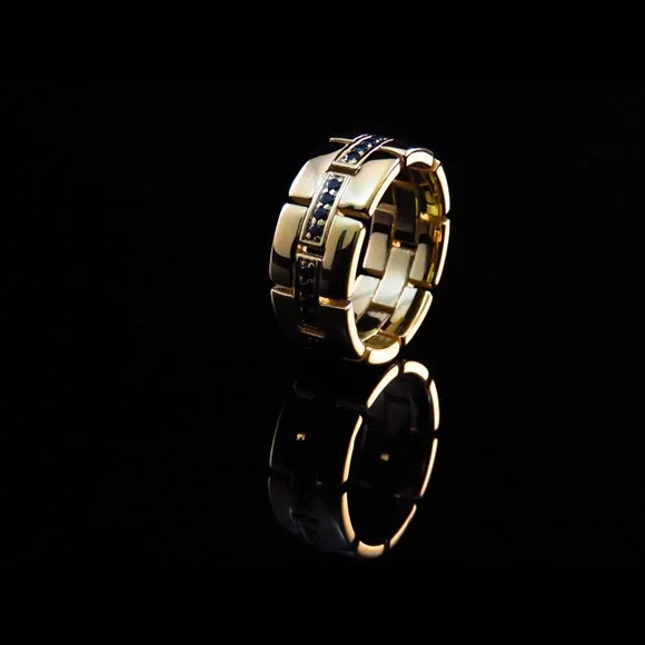 Men's Solid Silver Block Eternity Ring Stackable Cubic Zirconia - Picture 1 of 8